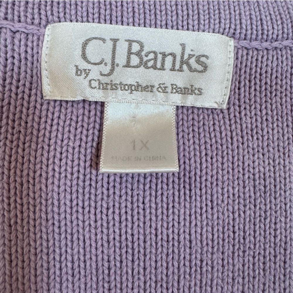Christopher & Banks Lavender 100% Cotton Sweater - Picture 2 of 6